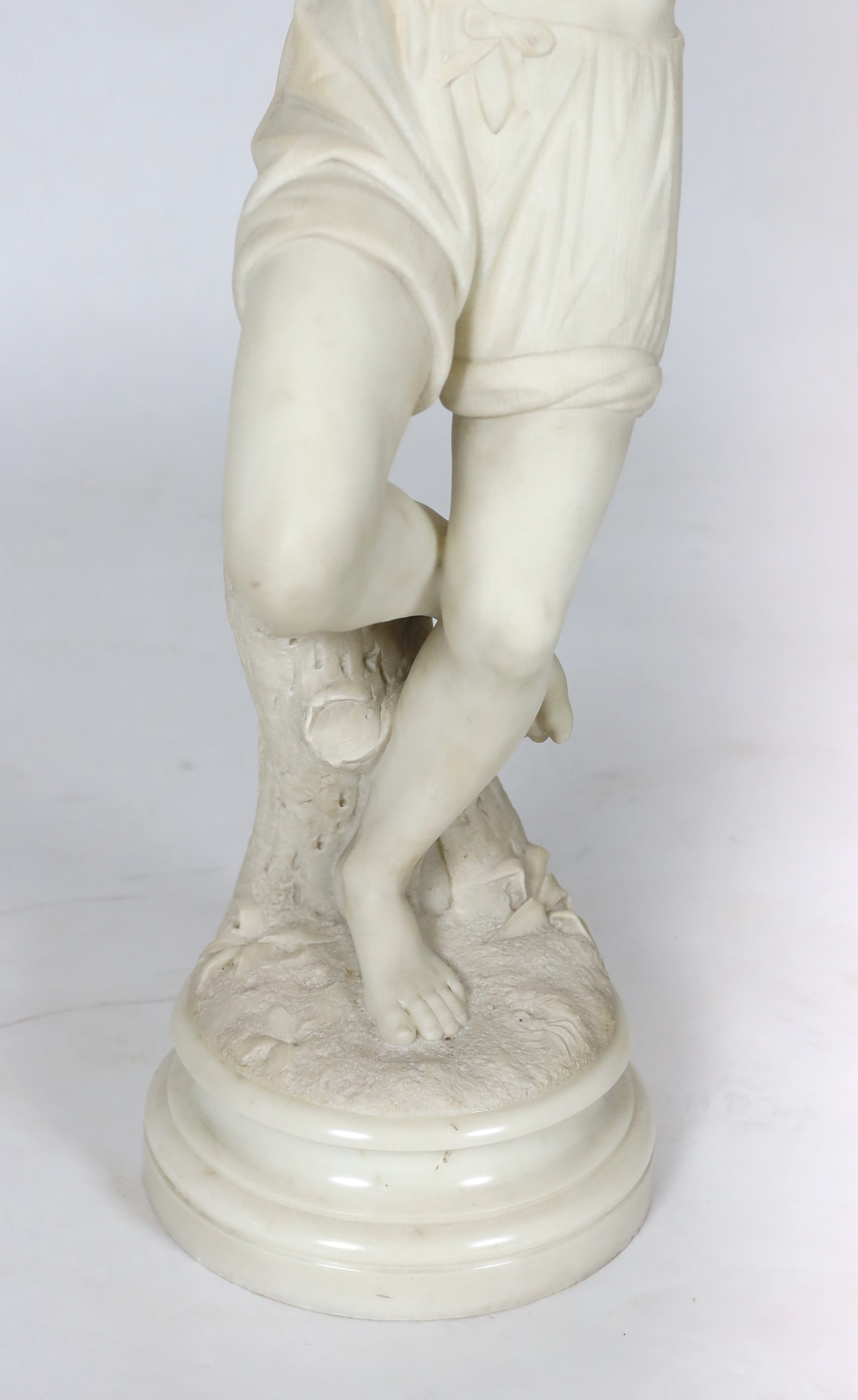 G. Cigoli, a 19th century Italian carved white marble figure of a Neapolitan tambourine dancer, 95cm high